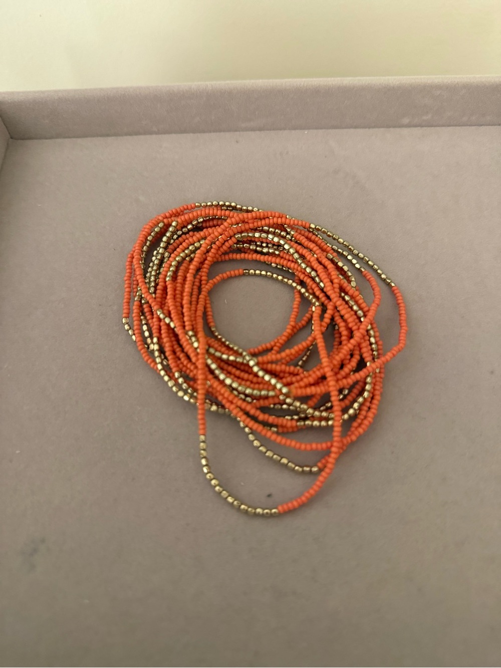 Handmade Orange and Gold Seed Bead Wrap Bracelet